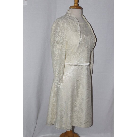 MayQueen 1209 Short Lace Formal Gown With Jacket-Size 18 -IVORY-NEW With Tags - Picture 3 of 6